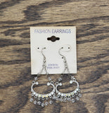 Fashion Earrings Dangly Chandelier Beaded Rhinestone Earrings Silver Gray 2.5"