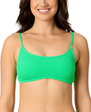 Salt + Cove Juniors Rib Scrunch Scoop-Neck Bikini Top Mint Tea Green L