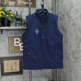 Lucchese Mens Fleece Lined Water Resistant Embroidered Logo Vest Navy Blue XL