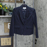Le Suit Womens Pinstriped Suit One Button Jacket 50040364 Navy Blue 2P