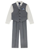 Nautica Sharkskin Vest Shirt Tie and Pants 4-Piece Suit Set Gray Blue Multi 5