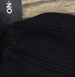 On 34th Pom-Pom Gift Boxed Rib-Knit Beanie with Rolled Cuff MO1542501 Black