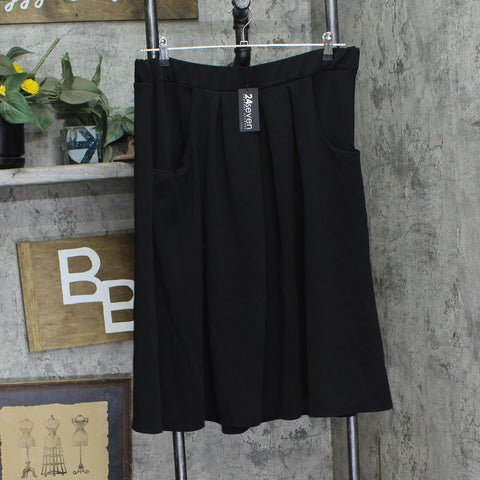 24seven Comfort Apparel Womens Plus Size Classic Knee Length Skirt Black 2X