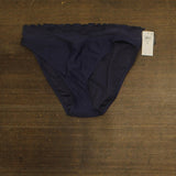 Bar III Wave Solids Smocked V-Waist High-Leg Bikini Bottom Near Nautical Blue XL