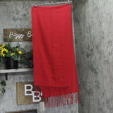 Style & Co. Womens Solid Patchwork Weave Fringe Scarf SC9542502 Red