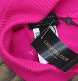 Charter Club Womens 100% Cashmere Cuffed Beanie 100160260HT Fierce Pink