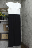 DKNY Womens Knit Ruffle Sleeve Detail Jumpsuit DD9A1031 White / Black 12