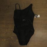 Bar III Womens One-Shoulder Mesh Cutout One Piece Swimsuit MBNB24232 Black M