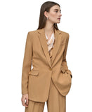 DKNY Womens Single-Button Front Pocket Notch Collar Blazer Whiskey Brown 6