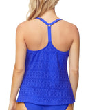 Island Escape Womens Crochet Underwire Tankini Top N760163 Blue 6