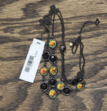 Guess Womens Fashion Stone Pull Adjustable Necklace Black / Green