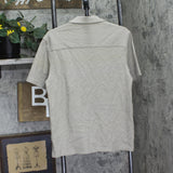 Vince Short Sleeve Seersucker Cabana Cuban Shirt M010709939A Putty Brown Gray M