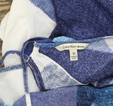 Calvin Klein Jeans Spaghetti Strap Printed Halter Top Deep Denim Blue / White M