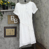 Ny Collection Chiffon Knee-Length Midi Dress Ivory Multi Circle White PXL