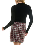 BCX Juniors Sweater Combo Tweed-Skirt Long Sleeve Dress Black / Red Multi 2XL