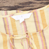 Woven Striped Tie Front Lurex Blouse Shirt Top Yellow Multi See Measuremets