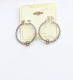 Ear Sense Textured Hoop Earrings with Knot Accent Silver Gray / Gold 1.25"