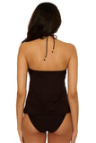 Trina Turk Bougainvillea Reversible Halter Neck Tankini Top Black Multi 12