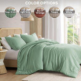 Comfort Spaces Breathable Dotted Wave 3-Piece Duvet Cover Set Sage Green King