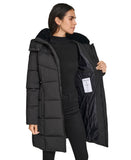 Calvin Klein Womens Faux-Fur-Lined Midi Puffer Coat Black S