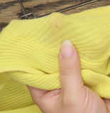 Ribbed Knit Long Sleeve Chest Cutout Stretch Shirt Top Yellow See Measurements
