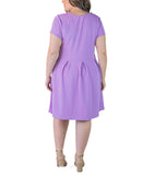 24seven Comfort Apparel Plus Size Scoop Neck Knee Length Pocket Dress P0206294