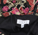 Siena Floral Embroidered Mesh Scalloped Hem Bodycon Midi Dress Black / Multi 4