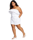 Bar III Strapless Ruffled Eyelet Belted Romper 100150774WM White 18W