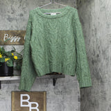 Universal Thread Womens Cable Knit Pullover Sweater Fuzzy Green 2XL