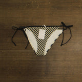 Solid & Striped Womens The Iris String Bikini Bottom Noir Black / Khaki Stripe L