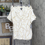 INC International Concepts Chain-Print Pajama Set Woven Celia Chain White L