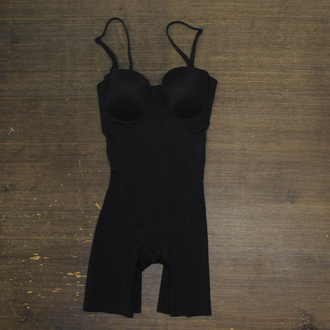 Spanx Womens Suit Your Fancy Strapless Cupped Mid-Thigh Bodysuit 10156R Black XS