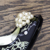 AK Anne Klein Womens Vintage High Heels Pearl Embellished Black / Ivory 6M