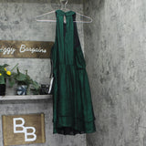 Adrianna Papell Womens Babydoll Metallic Halter Dress AD3D105594 Emerald Green 4