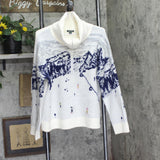 Wild Fable Ski Polo Collar Quarter Zip Novelty Pullover Sweater Off White 2XL
