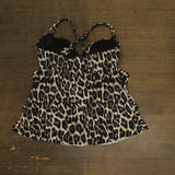 Swim Solutions Womens Leopard-Print Tiered Tankini Swim Top Animal Print Brown 8