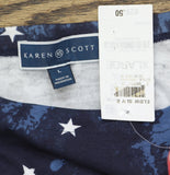 Karen Scott Watercolor American Flag Boatneck Rolled-Cuff Tee Amore Red Multi L