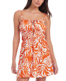 Women's Mini Cover-Up Dress with Front Tie White Sand Orange Multi M