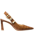 Michael Michael Kors Crocodile Print Darrington Sling Pumps Chestnut Brown 10M