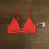 Michael Michael Kors Ribbed Hardware V-Neck Bikini Top Sangria Red Orange M