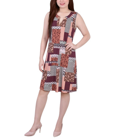 Ny Collection Petite Size Sleeveless Keyhole Dress with Hardware PITD2288