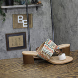 Style & Co. Brandyy Embellished Raffia Thong Block Heel Sandals Multi Brown 9M