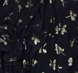 Tommy Hilfiger Printed Long Sleeve Ruched Waist Fit Flare Dress Black / Gold 8