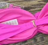 Kate Spade New York Womens Rosette Bandeau Brallette Bikini Top Radiant Pink S
