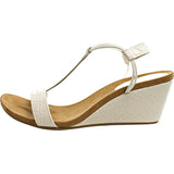 Style & Co. Mulan Wedge Slip On Open Toe Textured Elastic Sandals White 6.5M
