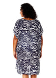 Anne Cole Womens Plus Size Zebra-Print Swim Cover Up Tunic Navy / White L/XL