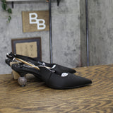 A New Day Womens Simone Rhinestone Ball Heels Satin 94660893 Black 6.5M