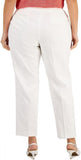 Anne Klein Plus Bowie Cotton Stretch Straight Leg Pants Bright White 24W
