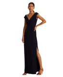 Lauren Ralph Lauren Womens Long Jersey Off-the-Shoulder Gown Dress Black 2