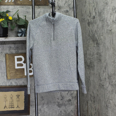 Old Navy Mens 1/4 Zip Pullover Marled Fleece Sweater Gray S
